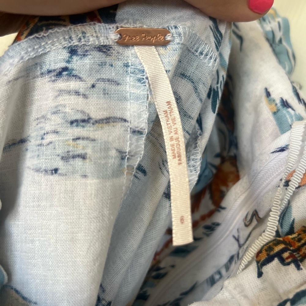 Free People Beach Party Dress, Tropical Linen Vacation Size 6 - Picture 14 of 16